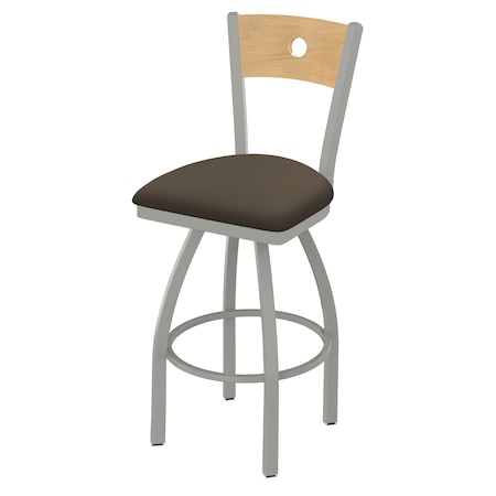 25 Swivel Counter Stool,Nickel Finish,Nat Back,Canter Earth Seat